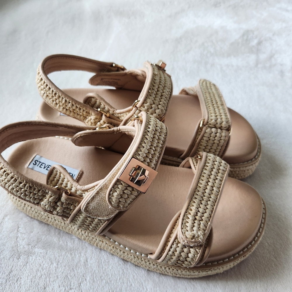NEW!Steve Madden Woven Platform Sandals w Gold SIZE 7 - Picture 11 of 12